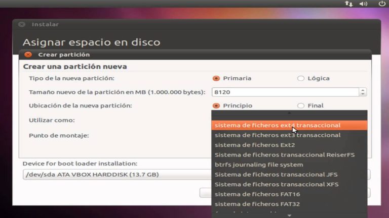 Cómo instalar ubuntu con particiones
